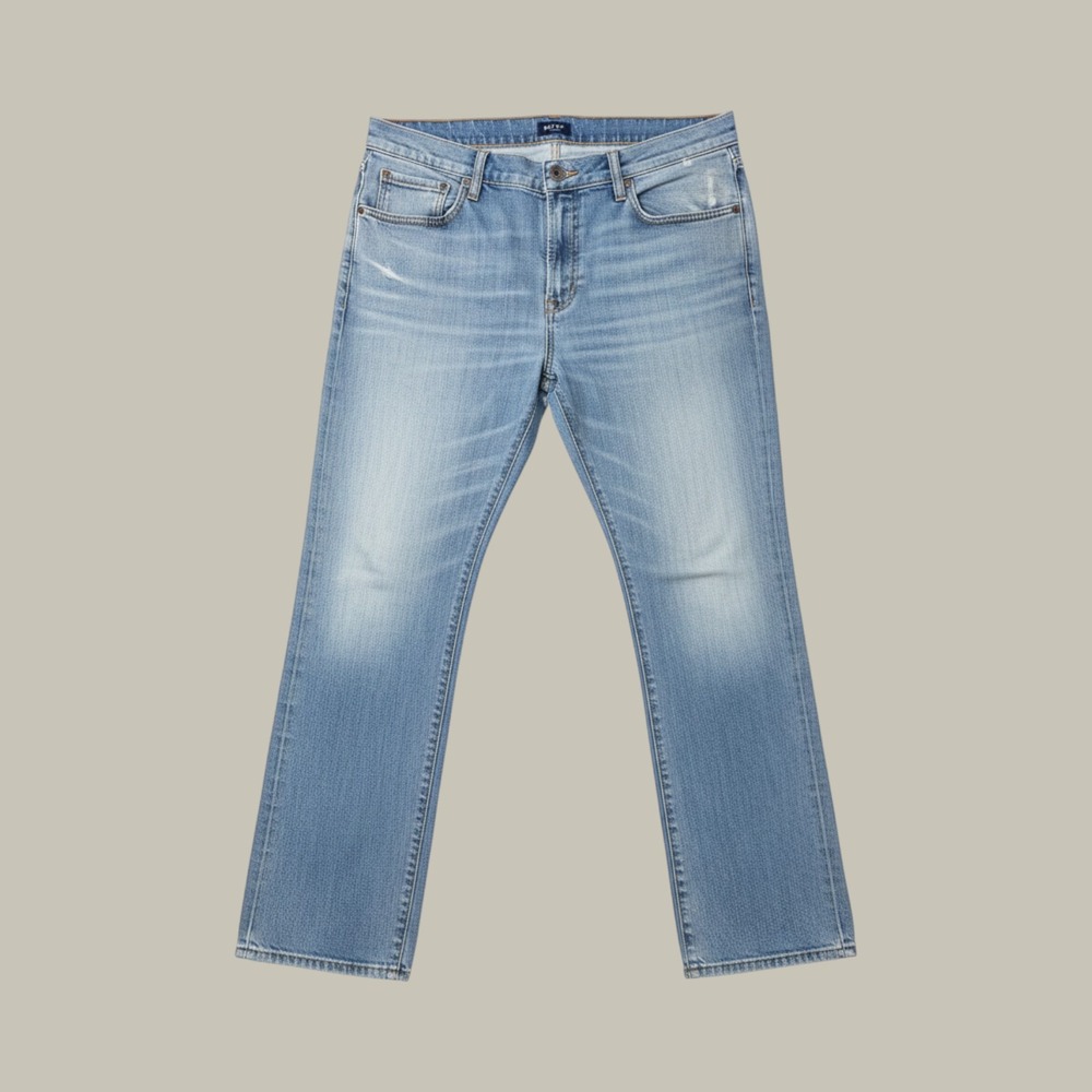Gap 1969 Jeans Mens 35x30 (36x29) Straight Light Blue Denim Whiskered Cotton